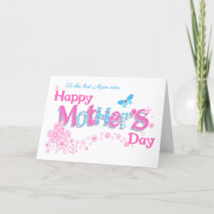 For Best Mum Ever Mother's Day with Flowers Card