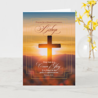 for Bishop Blessings Christian Cross Retirment Card