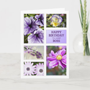 For Boss, Lavender hues floral birthday card
