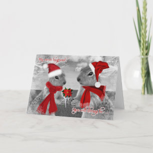 for Boyfriend Romantic Christmas   Squirrel Love Holiday Card