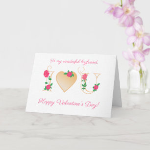 For Boyfriend Valentines Day with Red Roses Card