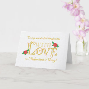 For Boyfriend Valentines Day with Red Roses Card