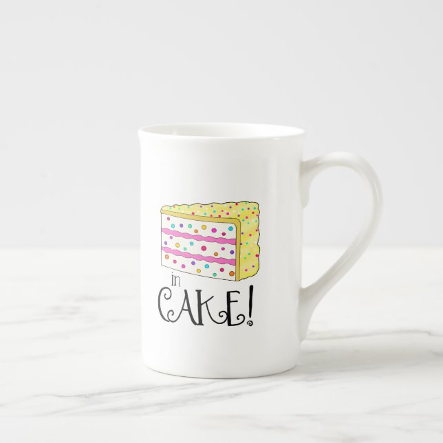For Breakfast I Like My Eggs...in Cake! Bone China Mug (Right)