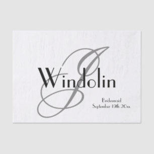For Bridesmaid Gift Monogram Name Modern Chic Cool Tissue Paper