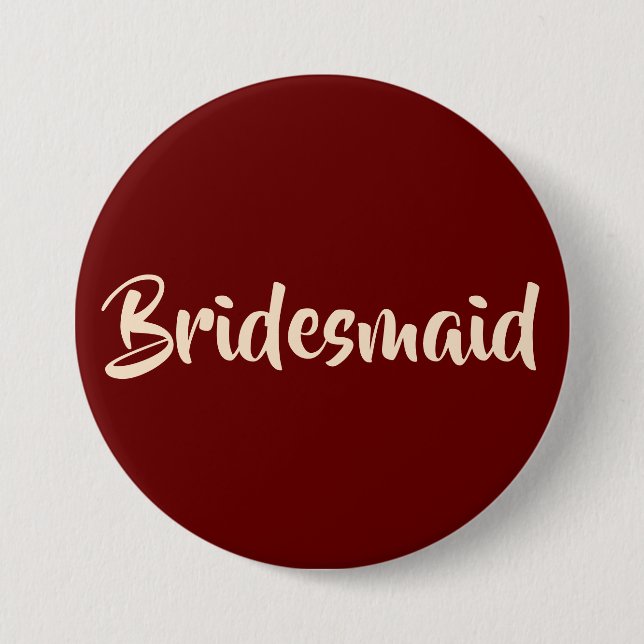 For Bridesmaids Burgundy and Blush Wedding Party 7.5 Cm Round Badge (Front)