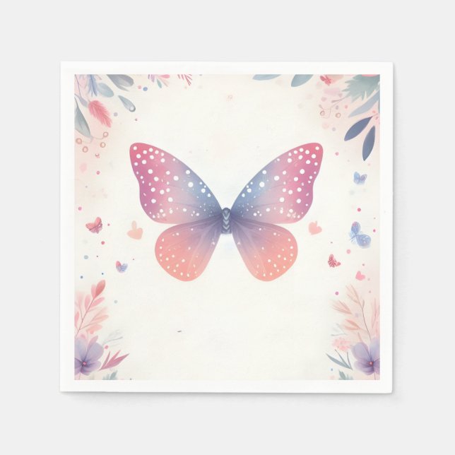 For Bug Boho Soft Glow Live Butterfly Baby Shower Napkin (Front)