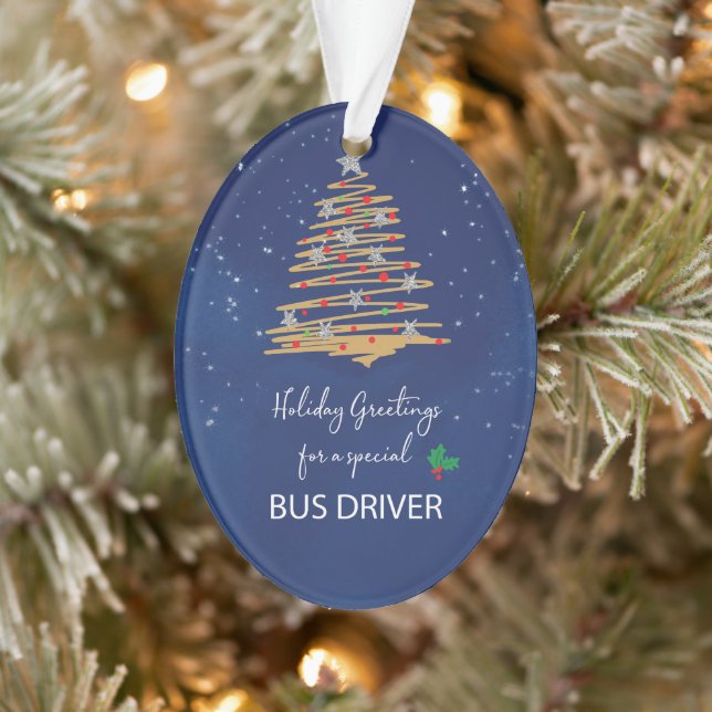 For Bus Driver Christmas Tree Customisable Name Ornament (Tree)