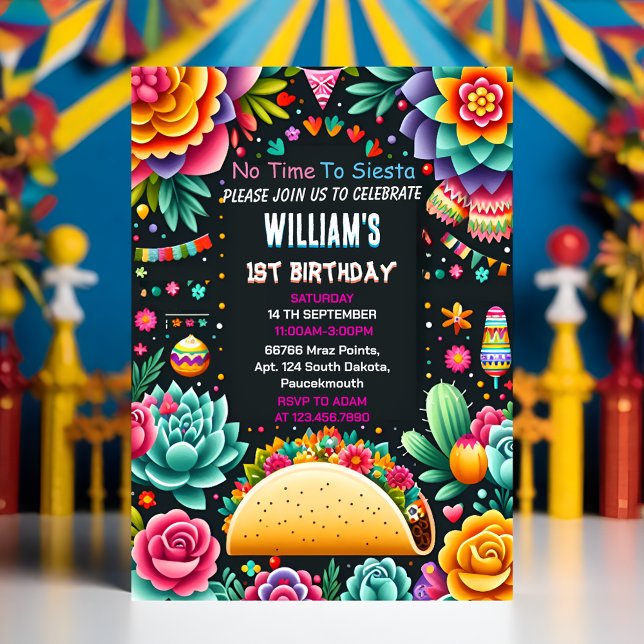 for cactus cute uno taco first fiesta 1st Birthday Invitation (Creator Uploaded)
