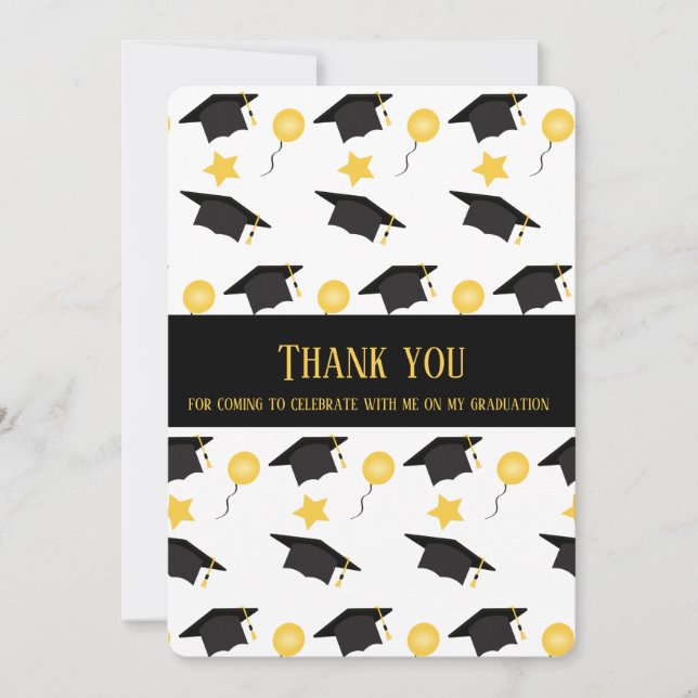 For Celebrating My Graduation Graduate Hat Pattern Thank You Card (Front)