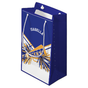 For Cheerleaders  - White, Blue and Gold Small Gift Bag