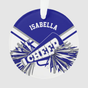 For Cheerleaders - White, Navy Blue and Grey Ornament