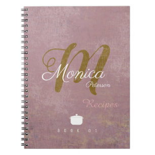 for chef recipes a stylish monogram on dusty rose notebook