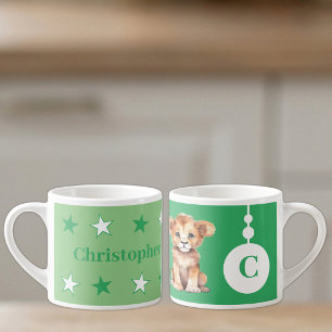 For children lion name green espresso cup