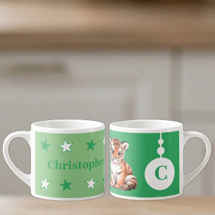 For children tiger name green espresso cup