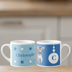 For children zebra name blue espresso cup
