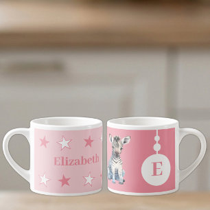 For children zebra name pink espresso cup
