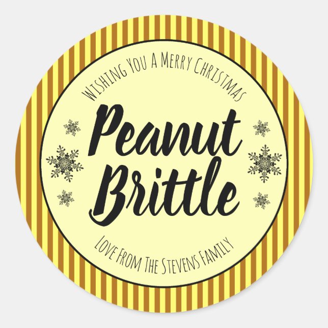For Christmas Peanut Brittle Classic Round Sticker (Front)