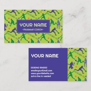 For Coach Pickleball silhouettes on fresh green, Business Card