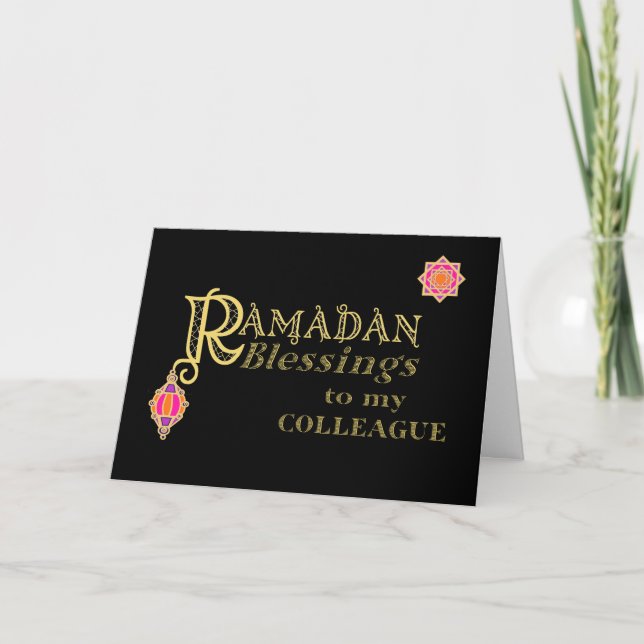 For Colleague Ramadan Blessings Gold on Black Card (Front)