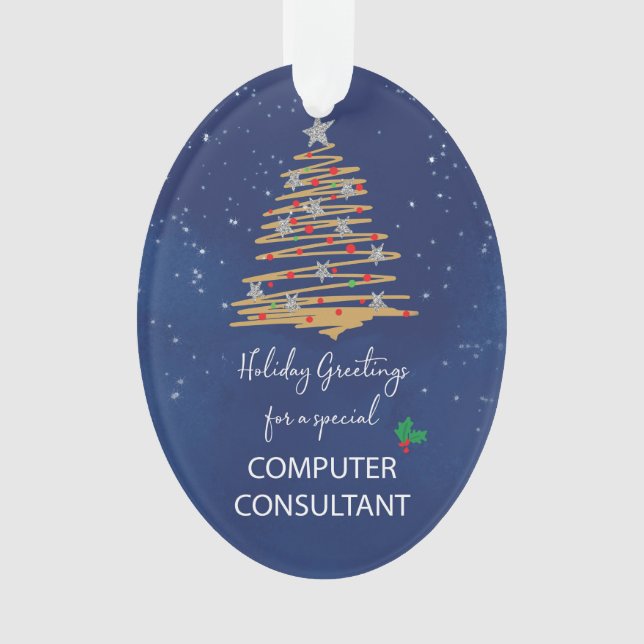 For Computer Consultant Christmas Tree Custom Name Ornament (Front)