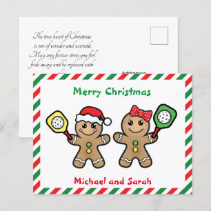 For Couple Pickleball Gingerbread people Postcard