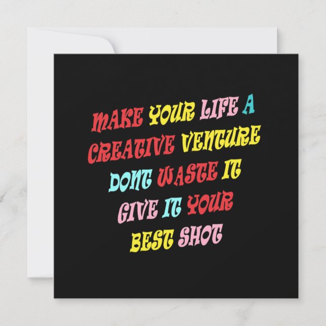 FOR CREATIVE ADVENTURES AND PEOPLE WHO LOVE LIFE INVITATION (Front)