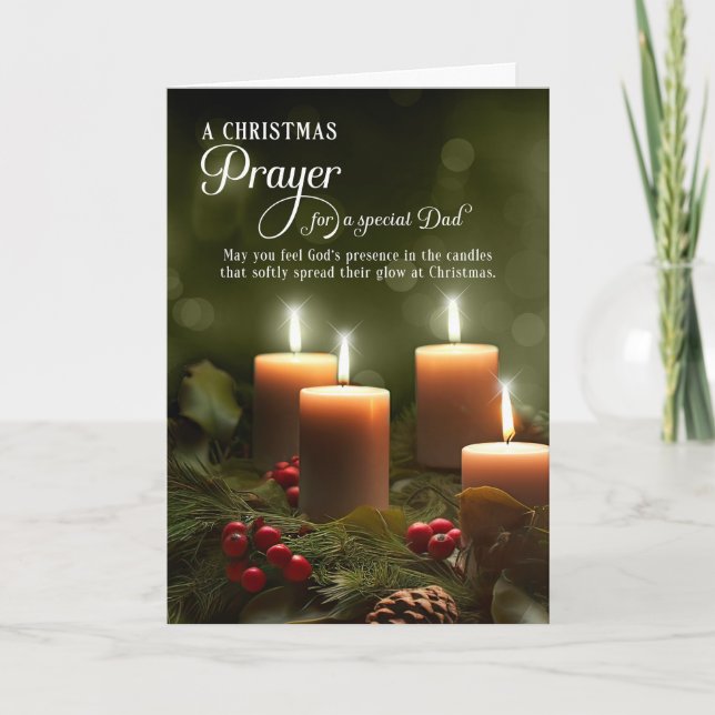 for Dad Christmas Prayer Christian Candles Holiday Card (Front)