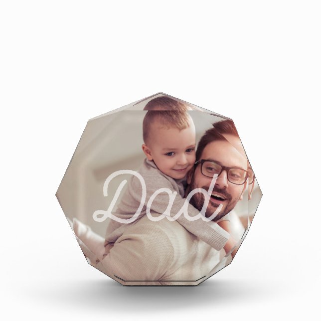 For Dad | Cool Retro Typography Photo Block (Front)