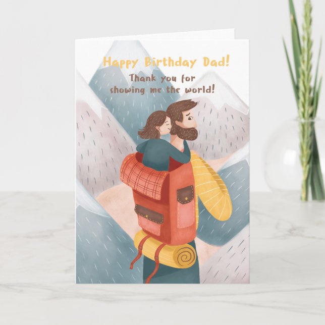 For Dad Cute Adventurer Birthday Card (Front)