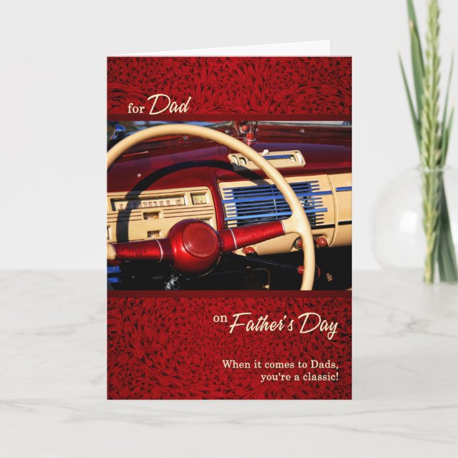 for Dad Father's Day Red Classic Car Father's Day Card (Front)