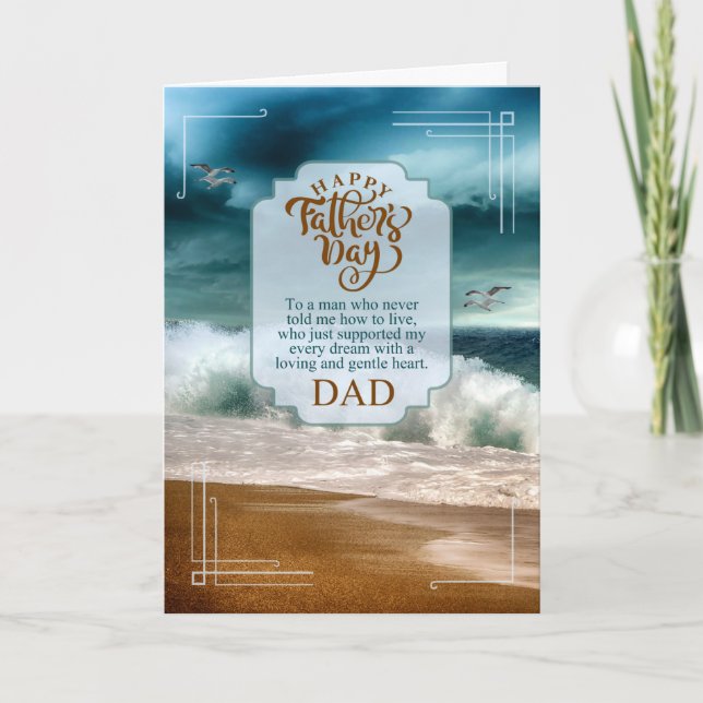 for Dad Father's Day Sentimental Crashing Waves Holiday Card (Front)