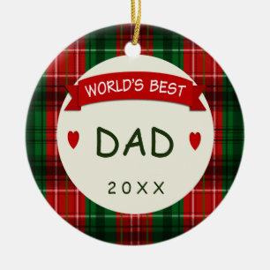 For Dad Holiday Plaid Christmas Gift Ornaments