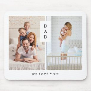 For Dad   Modern Two Photo Grid Mouse Mat