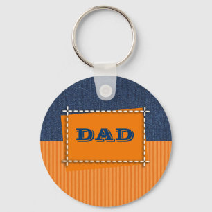 For Dad on Father's Day. Denim Pattern Gift  Key Ring