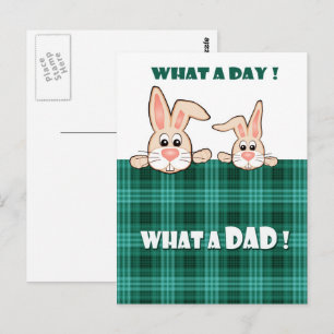 For Dad on Father's Day. Two Cute Bunnies Postcard