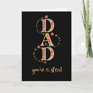 For Dad on Father's Day with Stars on Black Card