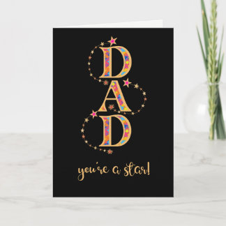 For Dad on Father's Day with Stars on Black Card