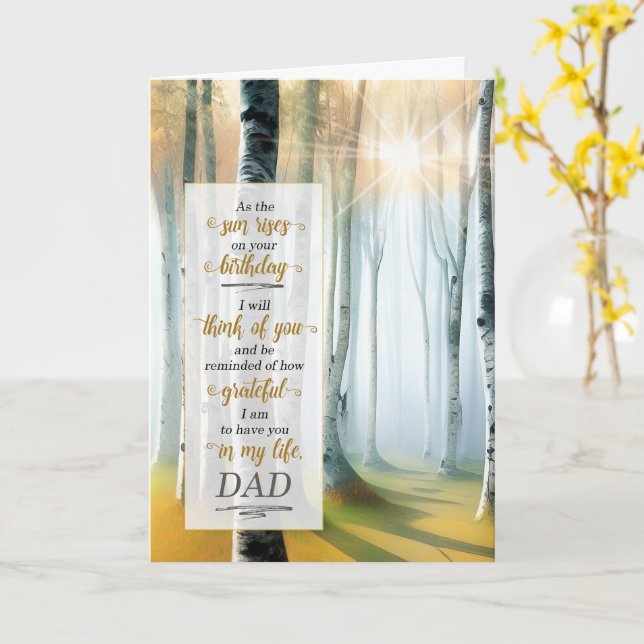 for Dad on his Birthday Outdoors with Birch Tree  Card (Yellow Flower)