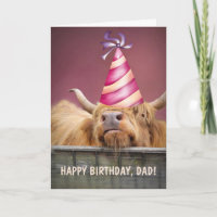 For Dad Party Steer Birthday Folded Greeting Card