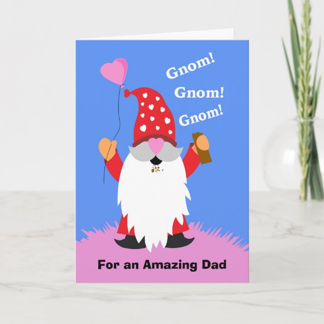 For Dad Valentine’s Day Cute Gnome Chocolate Card (Front)