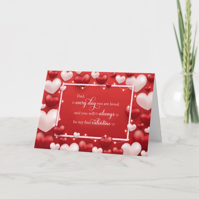 For Dad Valentine's Day Hearts Holiday Card (Front)
