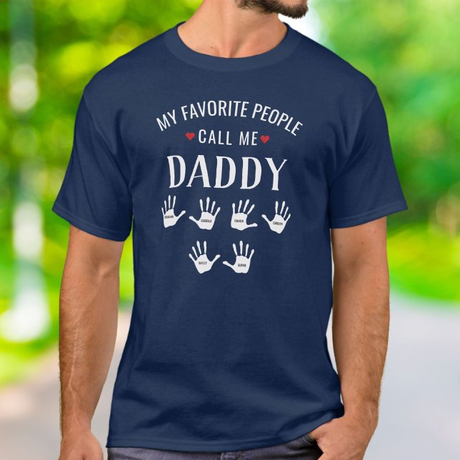 For Daddy, 6 kids Names Handprints Personalised T-Shirt (Creator Uploaded)