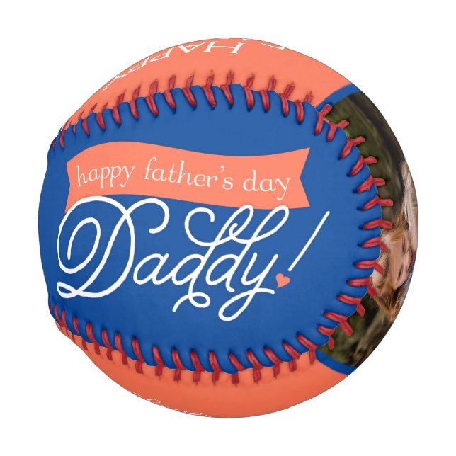 For Daddy Blue Happy Father's Day Photo Baseball (Front Right)