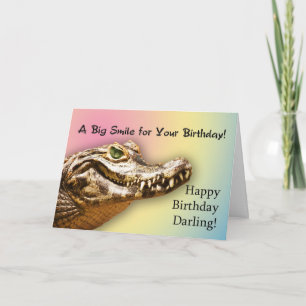 For Darling, a smiling alligator birthday card