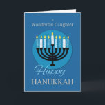 For Daughter Hanukkah Menorah on Dark Blue Card<br><div class="desc">This is a beautiful card that you can surprise a wonderful daughter with once the Hanukkah holidays finally arrive. The inside share one of the sincerest message for her while the outside features a Menorah.</div>