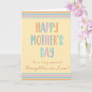 For Daughter-in-Law Mothers Day Stripes Typography Card