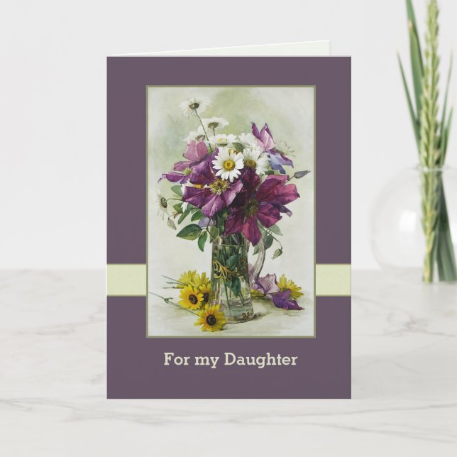 For Daughter on Mother's Day Flower Painting Card (Front)