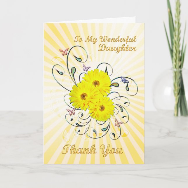 For daughter, Thank you card with yellow flowers (Front)