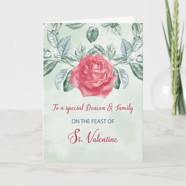 For Deacon and Family Rose Religious Feast Card (Front)