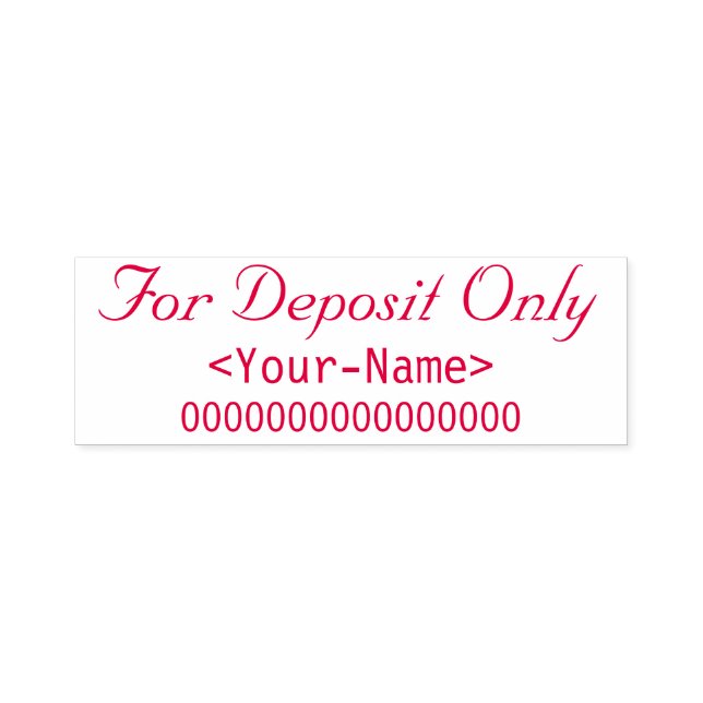 "For Deposit Only" and Custom Name Rubber Stamp (Design)